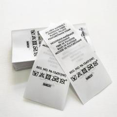 Etiquetas de satén de lavado blanco