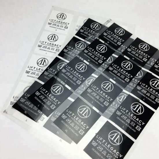 etiqueta transparente de alta calidad de la transferencia del cuidado del lavado con calor del tpu de la impresión clara de la sensación del silicio 
