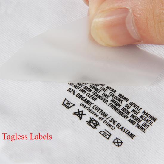 etiqueta transparente de alta calidad de la transferencia del cuidado del lavado con calor del tpu de la impresión clara de la sensación del silicio 