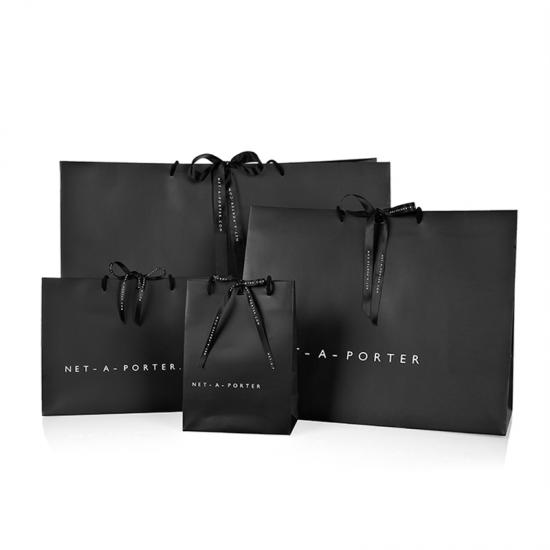bolsa de compras de papel de regalo impresa personalizada de lujo con su propio logotipo y lazo 