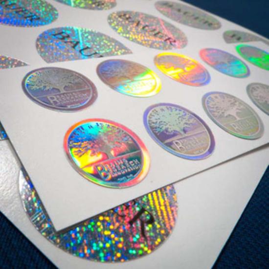 autoadhesivo de seguridad brillante etichette pegatinas holográficas 