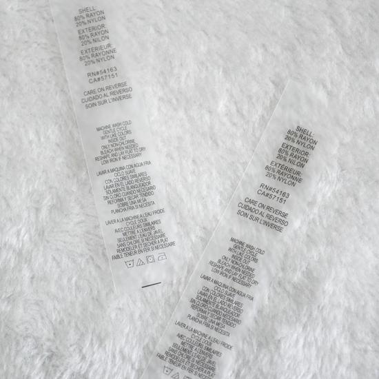 Transparente personalizado TPU Etiquetas de lavado para trajes de baño 
