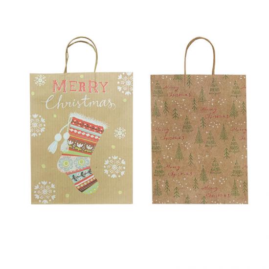 Materiales de papel Mangos de regalo de Navidad personalizados 