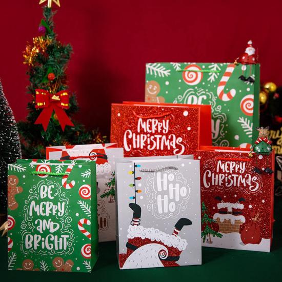 Bolsas de papel de regalo de Navidad impresas personalizadas
 