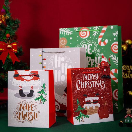 Bolsas de papel de regalo de Navidad impresas personalizadas
 