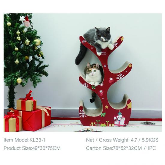 Rascador para gatos con forma de árbol de Navidad, bonito y seguro
